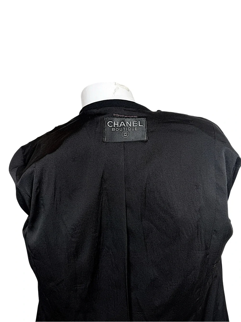 Chanel Boutique Vintage 90s Black Pant Suit CC Button Blazer Set FR 36